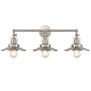 Atlas English Pub 28'' Wide Vintage 3-Light Vanity Fixture - Durable Satin Nickel for Timeless Charm WL11296-NK2