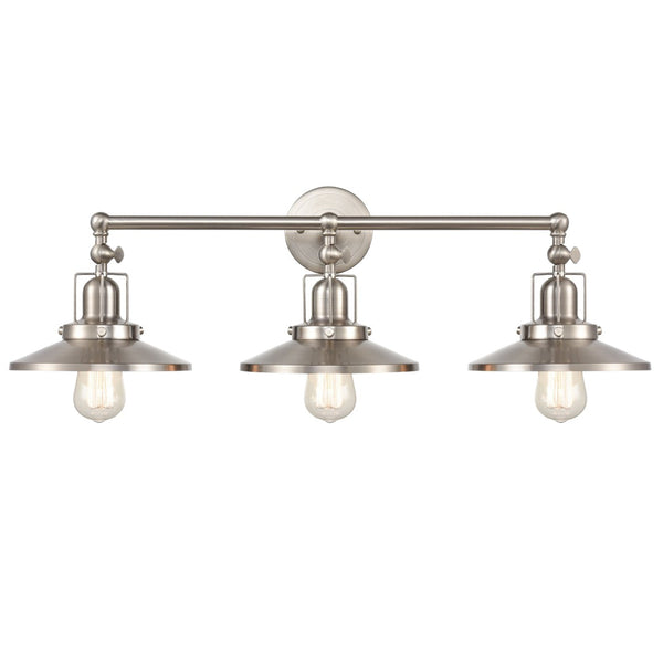 Atlas English Pub 28'' Wide Vintage 3-Light Vanity Fixture - Durable Satin Nickel for Timeless Charm WL11296-NK2