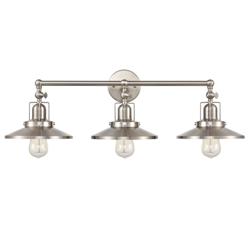 Atlas English Pub 28'' Wide Vintage 3-Light Vanity Fixture - Durable Satin Nickel for Timeless Charm WL11296-NK2