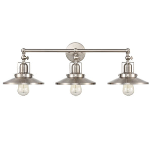 Atlas English Pub 28'' Wide Vintage 3-Light Vanity Fixture - Durable Satin Nickel for Timeless Charm WL11296-NK2