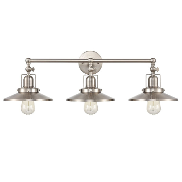 Atlas English Pub 28'' Wide Vintage 3-Light Vanity Fixture - Durable Satin Nickel for Timeless Charm WL11296-NK2