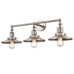 Atlas English Pub 28'' Wide Vintage 3-Light Vanity Fixture - Durable Satin Nickel for Timeless Charm WL11296-NK2