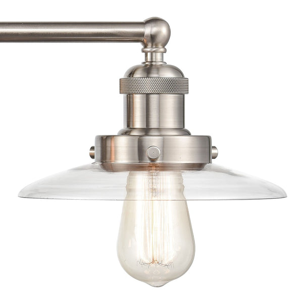 Atlas English Pub 3-Light Vanity Light Fixture – Vintage Industrial Style in Satin Nickel Finish, 28" Wide WL11296-NK3