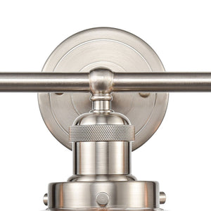 Atlas English Pub 3-Light Vanity Light Fixture – Vintage Industrial Style in Satin Nickel Finish, 28" Wide WL11296-NK3