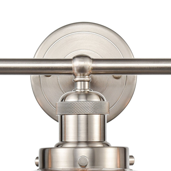 Atlas English Pub 3-Light Vanity Light Fixture – Vintage Industrial Style in Satin Nickel Finish, 28" Wide WL11296-NK3