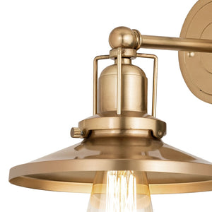 Atlas English Pub 2-Light Vanity Light Fixture – Vintage Industrial Charm for Bathrooms or Powder Rooms Satin Brass WL11297-BS