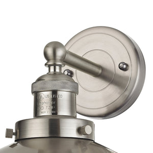 Atlas English Pub 1-Light Wall Sconce - Industrial Vintage Charm in Satin Nickel for Warm Ambiance WL11297-NK1