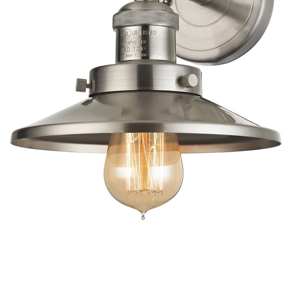 Atlas English Pub 1-Light Wall Sconce - Industrial Vintage Charm in Satin Nickel for Warm Ambiance WL11297-NK1
