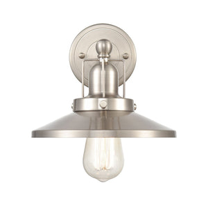 Atlas English Pub 1-Light Sconce - 8'' High Vintage Industrial Charm in Satin Nickel for Any Room WL11297-NK2
