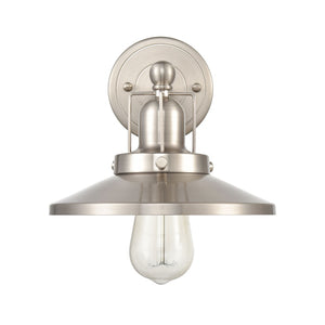 Atlas English Pub 1-Light Sconce - 8'' High Vintage Industrial Charm in Satin Nickel for Any Room WL11297-NK2
