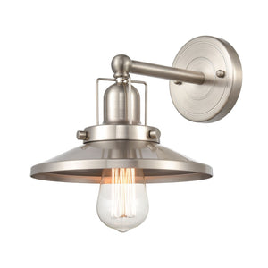 Atlas English Pub 1-Light Sconce - 8'' High Vintage Industrial Charm in Satin Nickel for Any Room WL11297-NK2