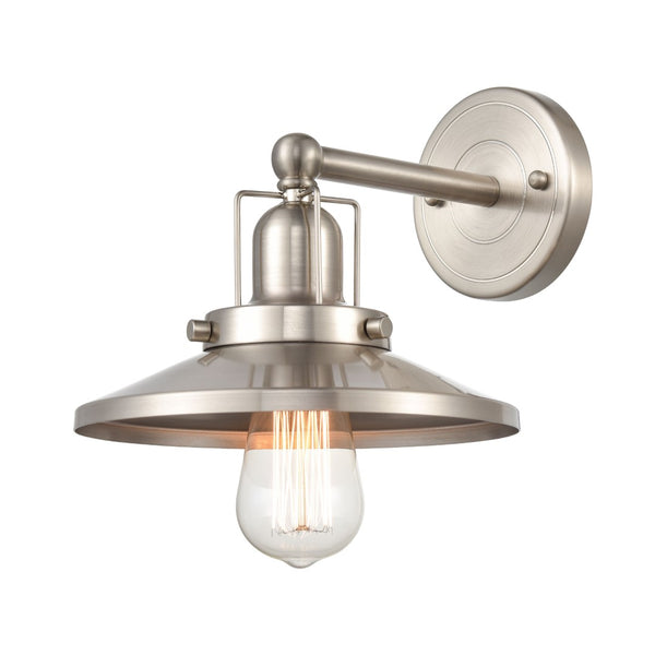 Atlas English Pub 1-Light Sconce - 8'' High Vintage Industrial Charm in Satin Nickel for Any Room WL11297-NK2