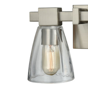 Atlas Ensley 2-Light Vanity Light Fixture – Modern Geometric Design for Elegant Bathroom Illumination Satin Nickel 12'' WL11298-NK