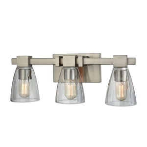 Atlas Ensley 2-Light Vanity Light Fixture – Modern Geometric Design for Elegant Bathroom Illumination Satin Nickel 20'' WL11299-NK