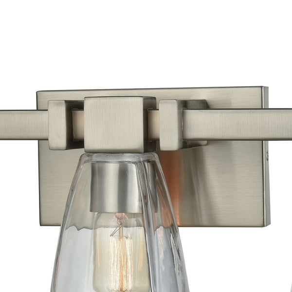 Atlas Ensley 2-Light Vanity Light Fixture – Modern Geometric Design for Elegant Bathroom Illumination Satin Nickel 20'' WL11299-NK