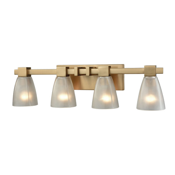 Atlas Ensley 2-Light Vanity Light Fixture – Modern Geometric Design for Elegant Bathroom Illumination Satin Brass 28'' WL11300-BS