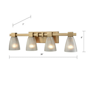 Atlas Ensley 2-Light Vanity Light Fixture – Modern Geometric Design for Elegant Bathroom Illumination Satin Brass 28'' WL11300-BS