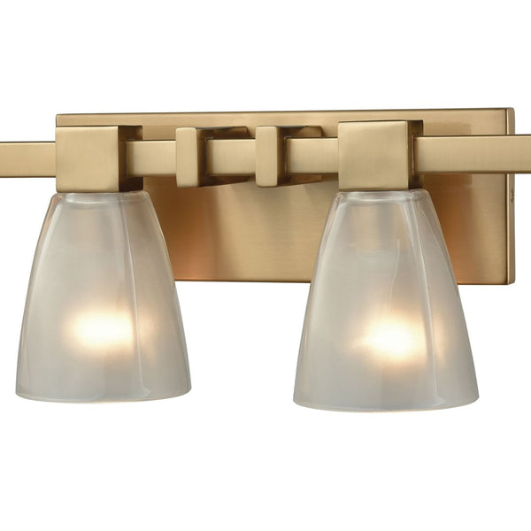 Atlas Ensley 2-Light Vanity Light Fixture – Modern Geometric Design for Elegant Bathroom Illumination Satin Brass 28'' WL11300-BS