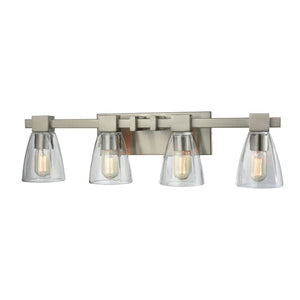 Atlas Ensley 2-Light Vanity Light Fixture – Modern Geometric Design for Elegant Bathroom Illumination Satin Nickel 28'' WL11300-NK