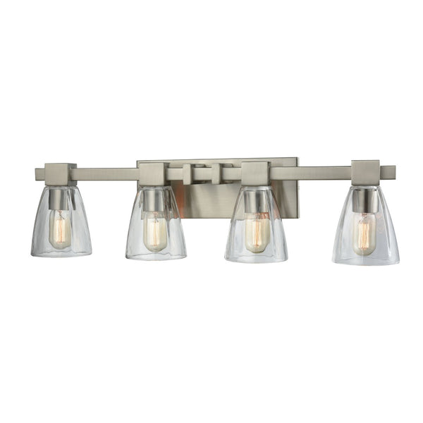 Atlas Ensley 2-Light Vanity Light Fixture – Modern Geometric Design for Elegant Bathroom Illumination Satin Nickel 28'' WL11300-NK