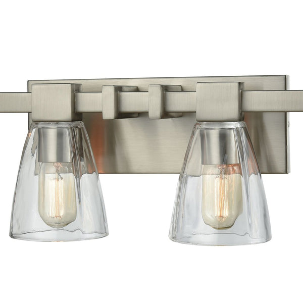 Atlas Ensley 2-Light Vanity Light Fixture – Modern Geometric Design for Elegant Bathroom Illumination Satin Nickel 28'' WL11300-NK