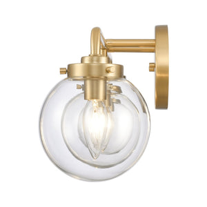 Atlas Fairbanks 3-Light Vanity Fixture – Midcentury Modern Design with Clear Glass Globes for Stylish Illumination Brushed Gold and Clear WL11302-GD1