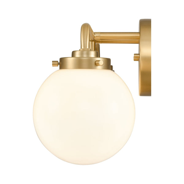 Atlas Fairbanks 3-Light Vanity Fixture – Midcentury Modern Design with Clear Glass Globes for Stylish Illumination Brushed Gold and Opal WL11302-GD2