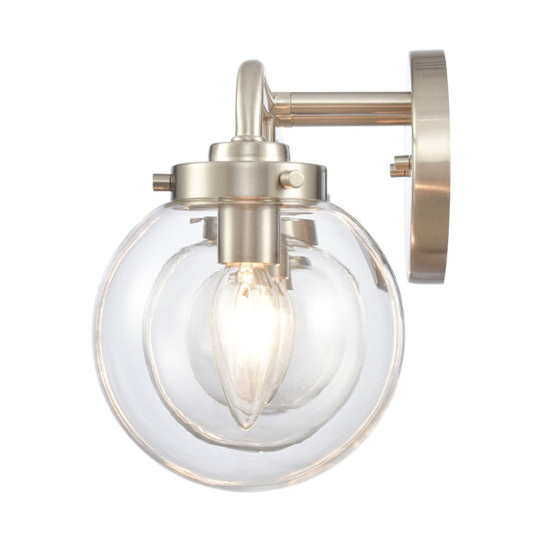 Atlas Fairbanks 3-Light Vanity Fixture – Midcentury Modern Design with Clear Glass Globes for Stylish Illumination Brushed Nickel and Clear WL11302-NK1