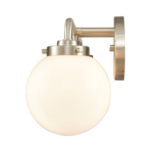 Atlas Fairbanks 3-Light Vanity Fixture – Midcentury Modern Design with Clear Glass Globes for Stylish Illumination Brushed Nickel and Opal WL11302-NK2