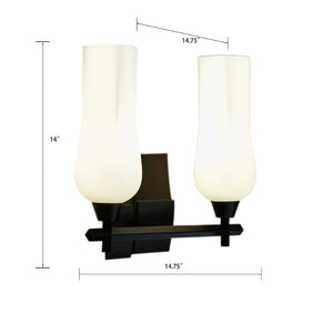 Atlas Fleur 2-Light Vanity Light Fixture - Sculptural Design with Organic Glass Shades for Modern Spaces Matte Black 14.75'' WL11303-BK