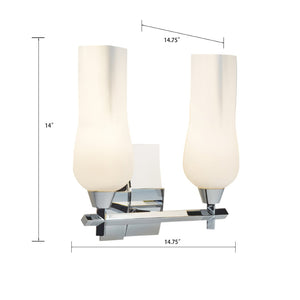 Atlas Fleur 2-Light Vanity Light Fixture - Sculptural Design with Organic Glass Shades for Modern Spaces Chrome 14.75'' WL11303-CH