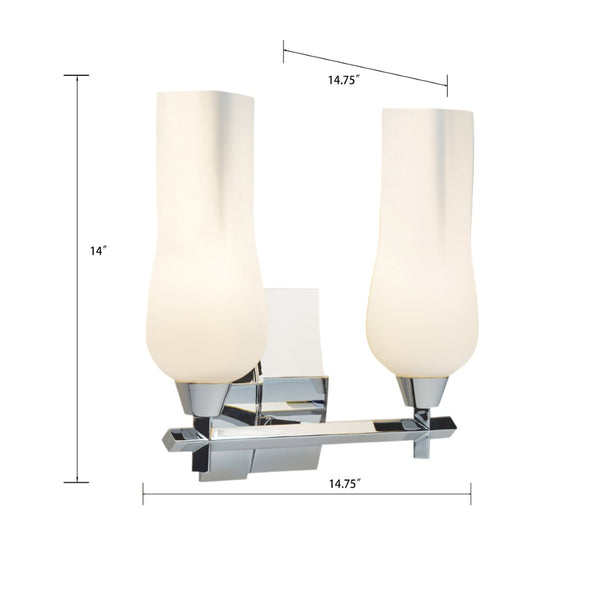 Atlas Fleur 2-Light Vanity Light Fixture - Sculptural Design with Organic Glass Shades for Modern Spaces Chrome 14.75'' WL11303-CH