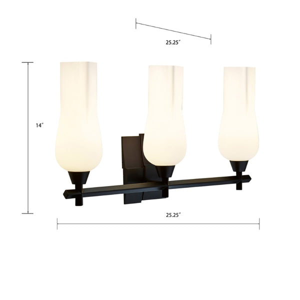 Atlas Fleur 2-Light Vanity Light Fixture - Sculptural Design with Organic Glass Shades for Modern Spaces Matte Black 25.25'' WL11304-BK