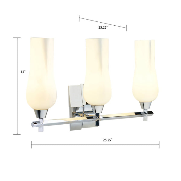 Atlas Fleur 2-Light Vanity Light Fixture - Sculptural Design with Organic Glass Shades for Modern Spaces Chrome 25.25'' WL11304-CH
