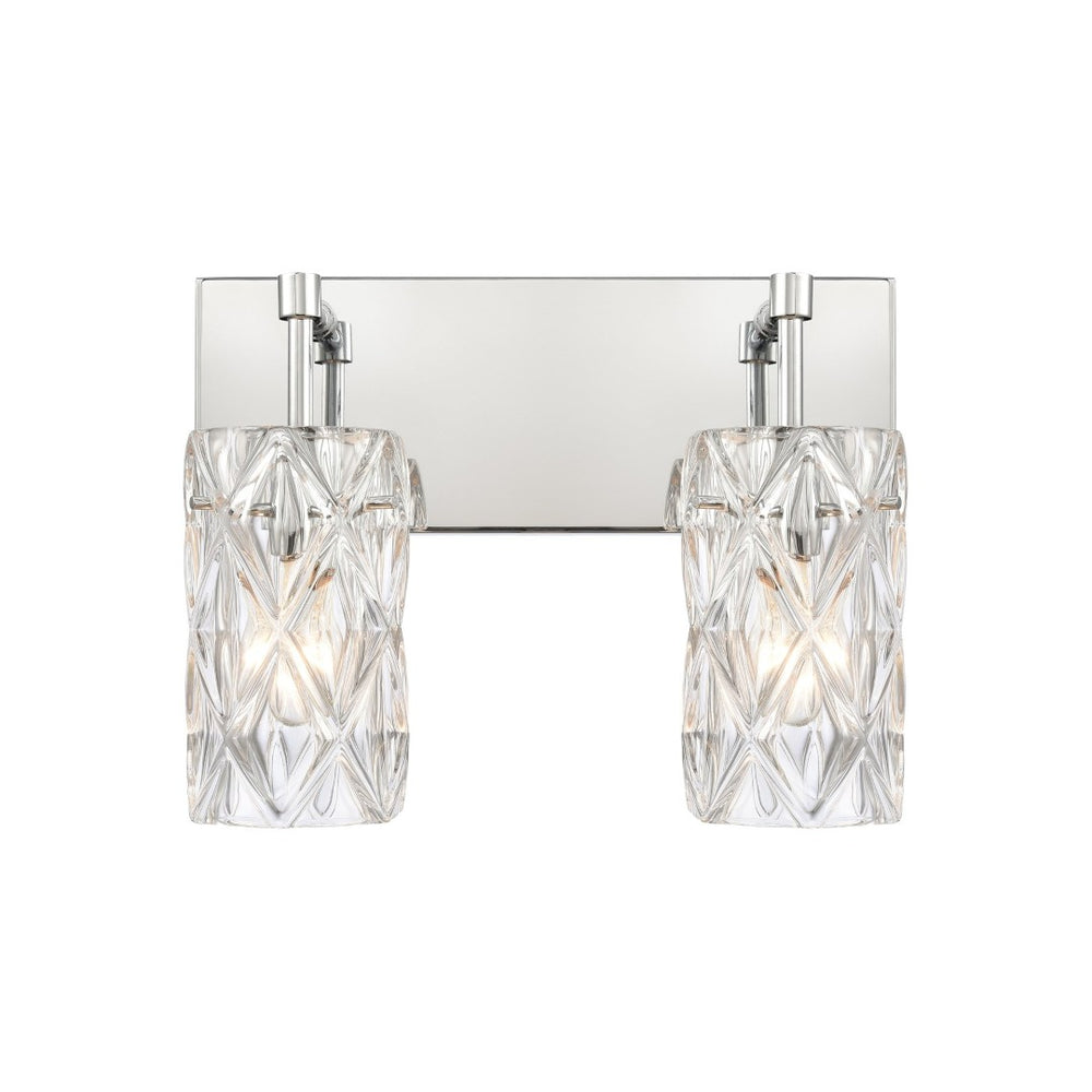 Atlas Forma 2-Light Crystal Vanity Light Fixture – Elegant Modern Design for Bathrooms and Dressing Areas Polished Chrome 14'' WL11305-CH