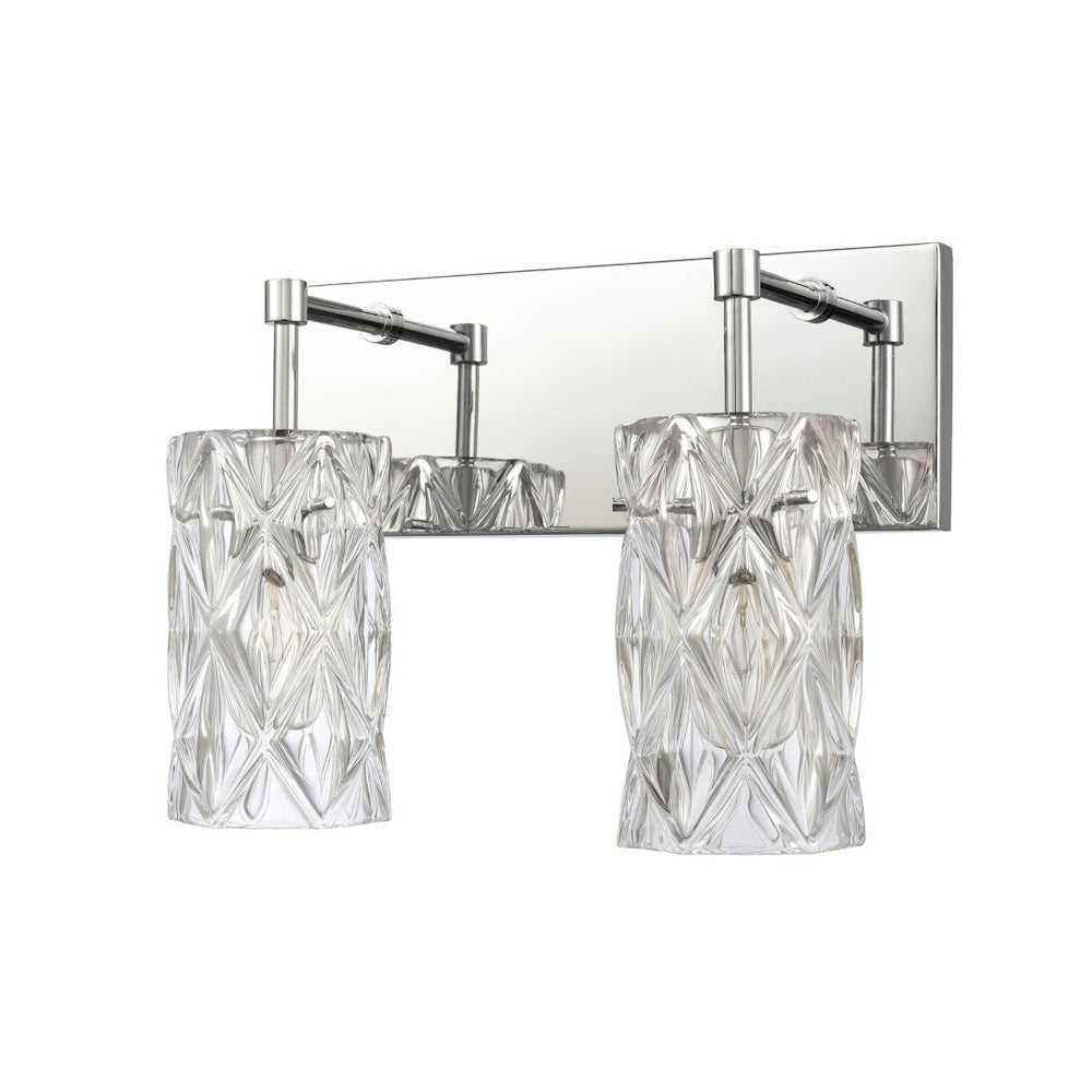Atlas Forma 2-Light Crystal Vanity Light Fixture – Elegant Modern Design for Bathrooms and Dressing Areas Polished Chrome 14'' WL11305-CH