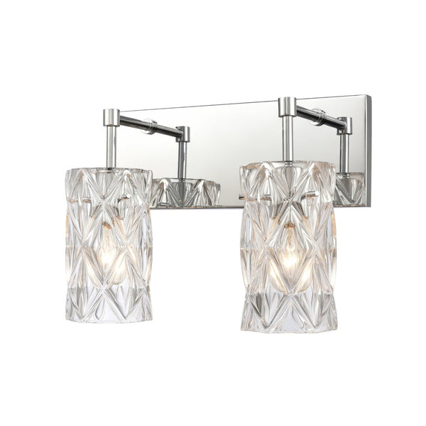Atlas Forma 2-Light Crystal Vanity Light Fixture – Elegant Modern Design for Bathrooms and Dressing Areas Polished Chrome 14'' WL11305-CH