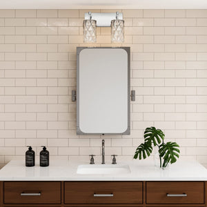 Atlas Forma 2-Light Crystal Vanity Light Fixture – Elegant Modern Design for Bathrooms and Dressing Areas Polished Chrome 14'' WL11305-CH