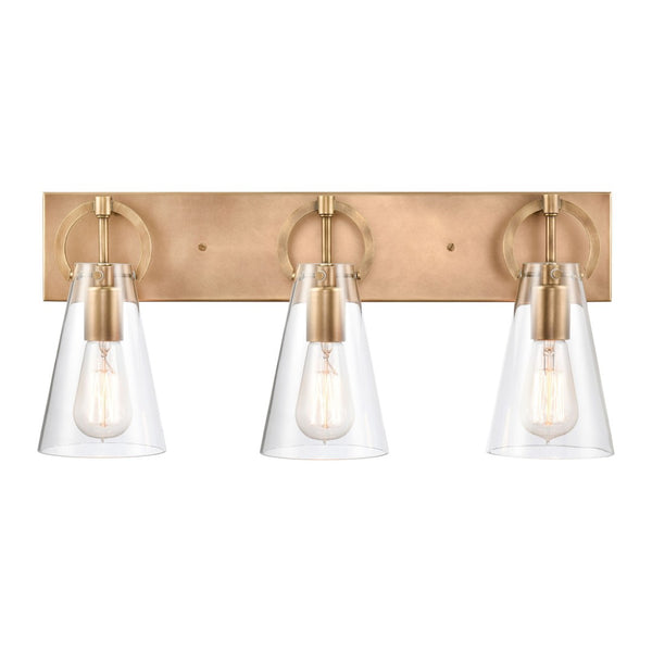 Atlas Gabby 23'' Wide 3-Light Vanity Light - Modern Brass Fixture for Elegant Bathroom Illumination WL11307-BS