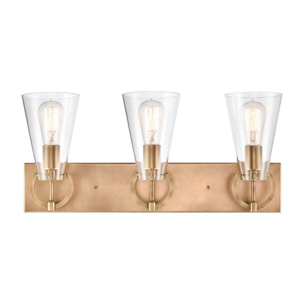Atlas Gabby 23'' Wide 3-Light Vanity Light - Modern Brass Fixture for Elegant Bathroom Illumination WL11307-BS