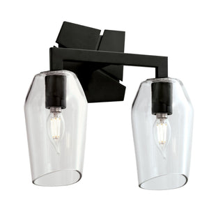 Atlas Gaia 2-Light Vanity Light Fixture - Modern Angular Design for Stylish Bathroom Illumination Acid Dipped Black 11.5'' WL11308-BK