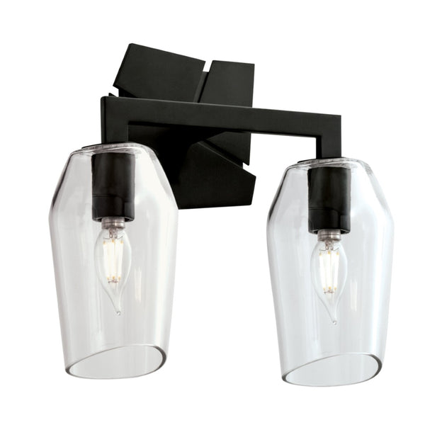 Atlas Gaia 2-Light Vanity Light Fixture - Modern Angular Design for Stylish Bathroom Illumination Acid Dipped Black 11.5'' WL11308-BK