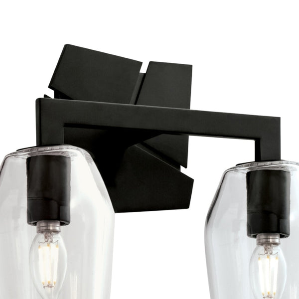 Atlas Gaia 2-Light Vanity Light Fixture - Modern Angular Design for Stylish Bathroom Illumination Acid Dipped Black 11.5'' WL11308-BK