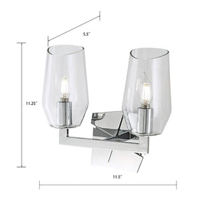 Atlas Gaia 2-Light Vanity Light Fixture - Modern Angular Design for Stylish Bathroom Illumination Chrome WL11308-CH