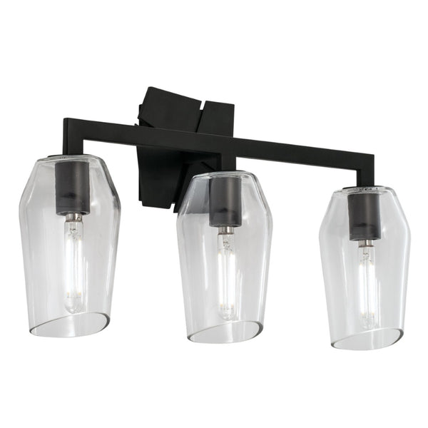 Atlas Gaia 2-Light Vanity Light Fixture - Modern Angular Design for Stylish Bathroom Illumination Acid Dipped Black 19'' WL11309-BK