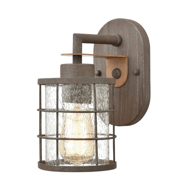 Atlas Gilbert 11'' High 1-Light Sconce - Industrial-Rustic Design with Seeded Glass Shade & Warm Finish WL11310-BN
