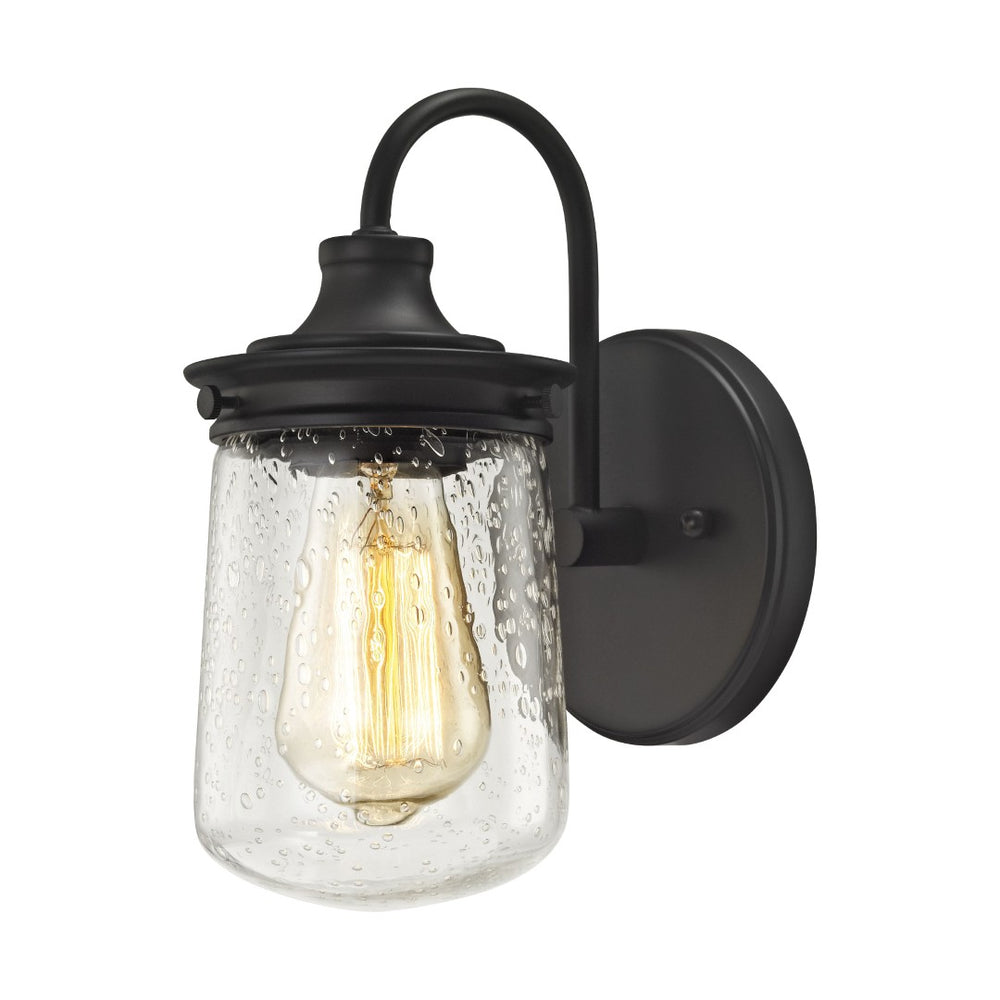 Atlas Hamel 10" High 1-Light Wall Sconce - Mission-Inspired Design with Tapered Seeded Glass Shade Oil Rubbed Bronze 5'' WL11312-BZ
