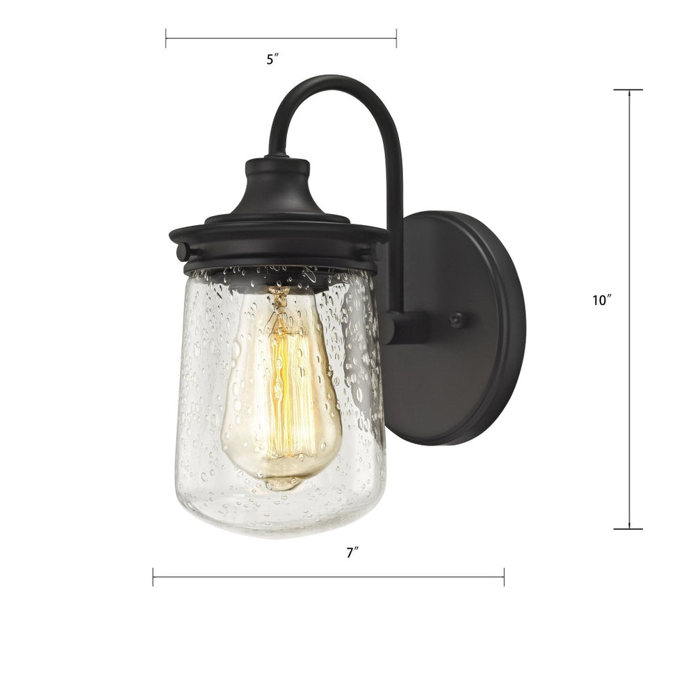 Atlas Hamel 10" High 1-Light Wall Sconce - Mission-Inspired Design with Tapered Seeded Glass Shade Oil Rubbed Bronze 5'' WL11312-BZ