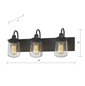 Atlas Hamel 10" High 1-Light Wall Sconce - Mission-Inspired Design with Tapered Seeded Glass Shade Oil Rubbed Bronze 24'' WL11314-BZ