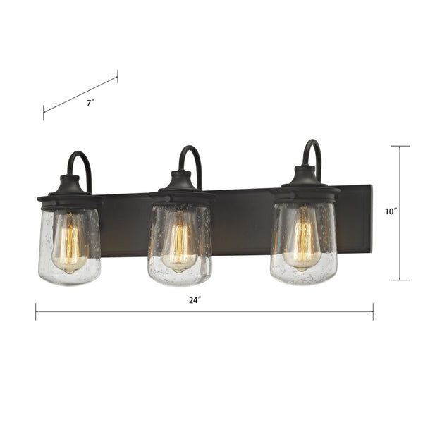 Atlas Hamel 10" High 1-Light Wall Sconce - Mission-Inspired Design with Tapered Seeded Glass Shade Oil Rubbed Bronze 24'' WL11314-BZ